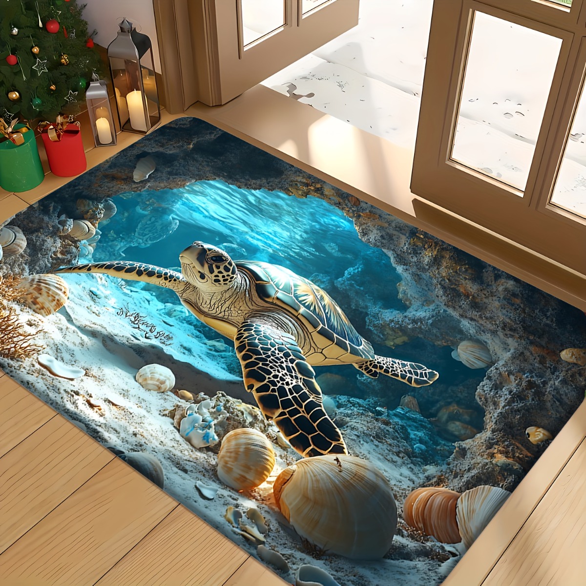 Commercial Printing And Design - Deniz Kaplumbağası Halı Kadife Flanel Baskılı