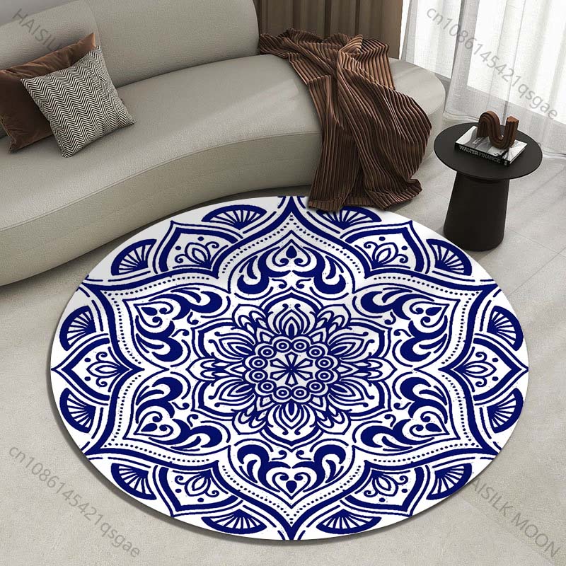 Commercial Printing And Design - Detaylı mavi mandala desenli baskılı yuvarlak