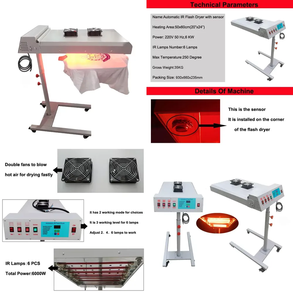 Flash Dryer Screen Print - Sıcaklık Kontrollü Flaş Kurutucu Makinesi 6KW